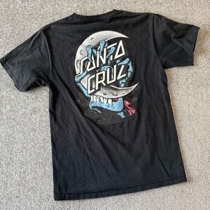 Santa Cruz Skateboards Men's Small Hand/Moon Black Graphic T-Shirt